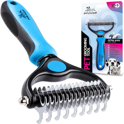 Deshedding Brush - Double-Sided Undercoat Rake for Dogs & Cats