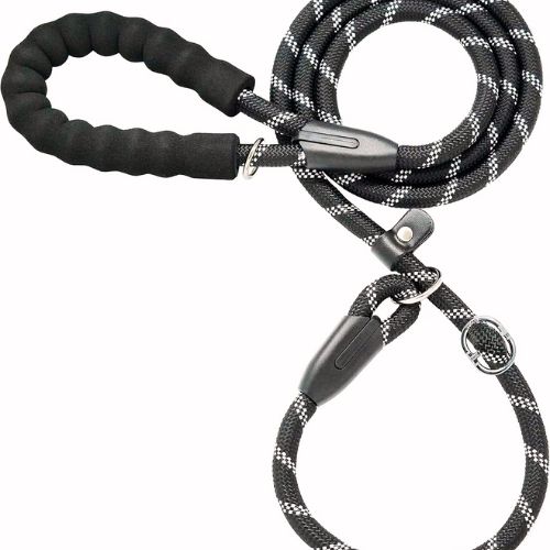 iYoShop Padded Reflective Slip Lead | Best for Energetic Pullers & Night Walks