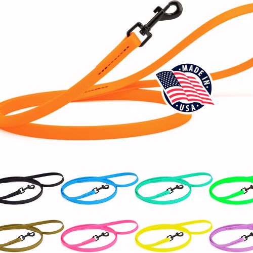 Dogline Biothane Waterproof Dog Leash (2/4/6 ft – Hunter Orange)
