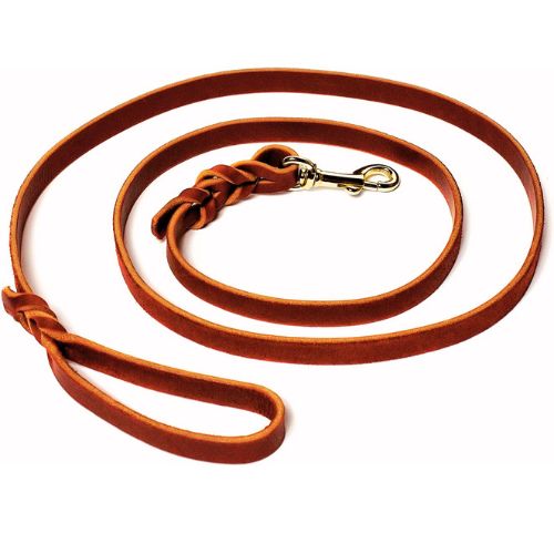 J&J Dog Supplies Leather Dog Training Leash - 6' x 1/4"