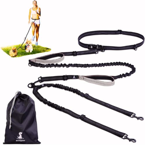 SparklyPets Hands Free Double Dog Leash (for Small Dogs)