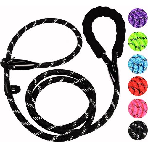 BOOEUDI 6 FT Heavy Duty Slip Rope Dog Leash (Black)