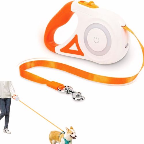 Best Dog Supplies Luminous Retractable Dog Leash (Orange – 16ft)