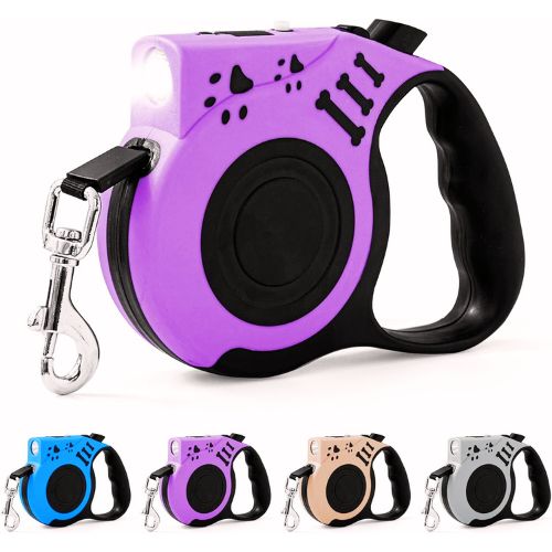 COSOWO Retractable Dog Leash with USB Rechargeable Flashlight 