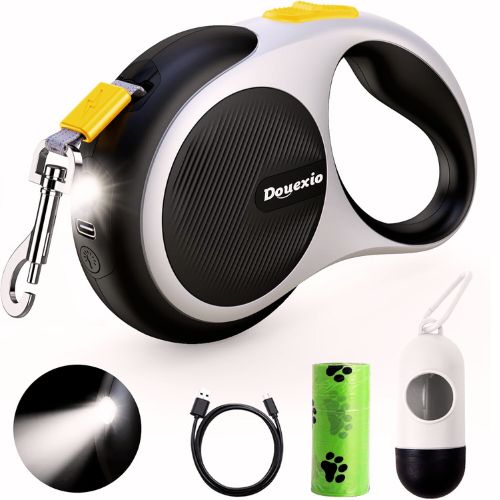 Douexio Retractable Dog Leash with LED Flashlight – 3-in-1 Upgrade