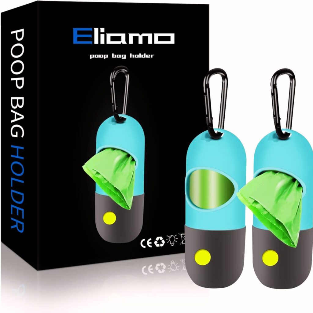 Eliamo 2-Pack Dog Poop Bag Dispenser with LED Flashlight