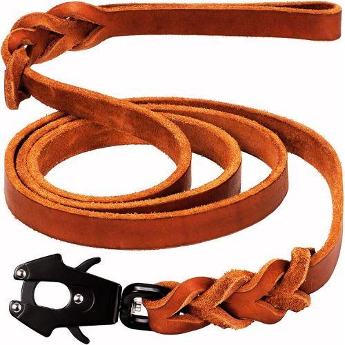 GEIT 4/5/6FT Genuine Leather Dog Leash