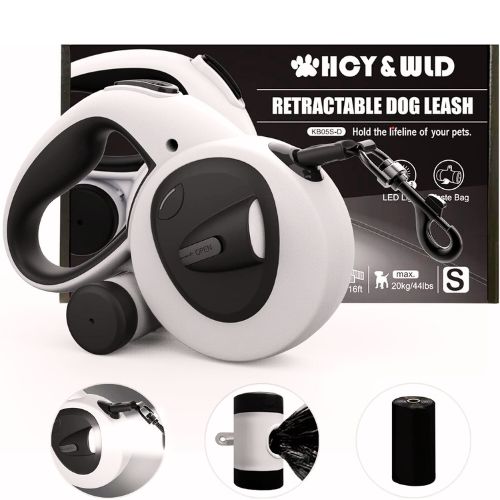 HCY&WLD Upgrade 4-in-1 Retractable Dog Leash with LED Light