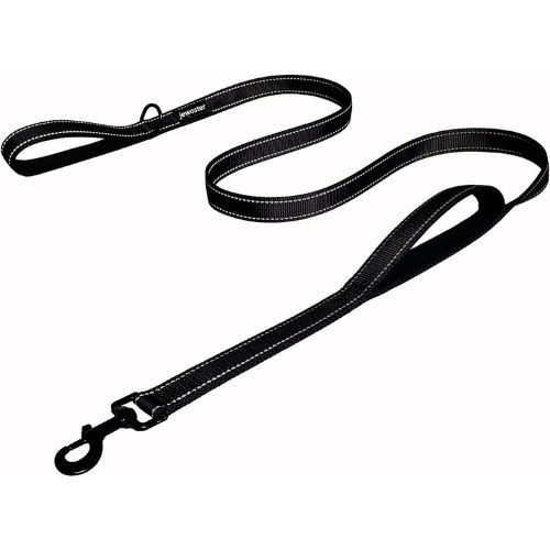 Heavy Duty Dog Leash - 2 Handles with Padded Traffic Handle (6 ft, Black)