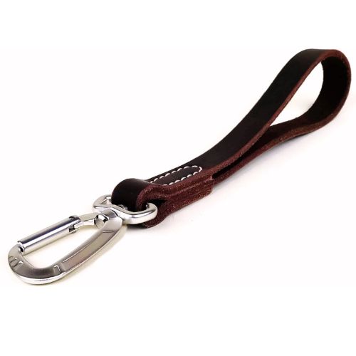 Mighty Paw Short Dog Leash – 12" Leather Traffic Lead with Carabiner
