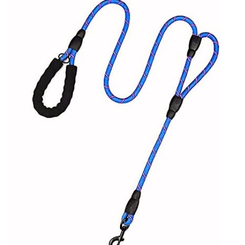 PLUTUS PET Rope Dog Leash (6ft, Dual Handle, Navy Blue)