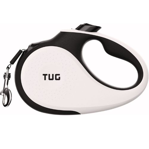 TUG 360° Tangle-Free Retractable Dog Leash – Medium (White)