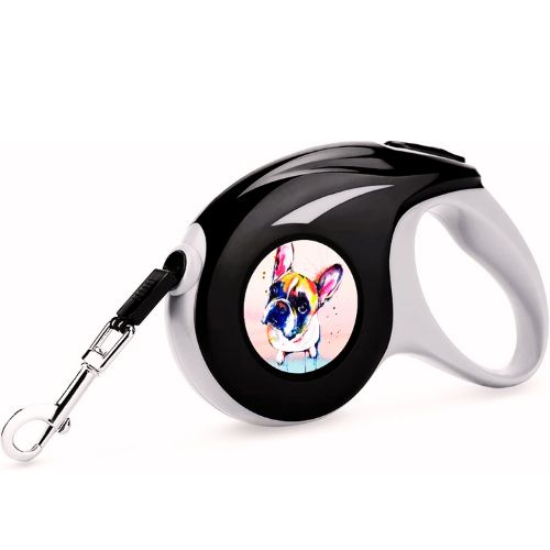 French Bulldog Dog Leash Retractable 10 ft with Anti-Slip Handle