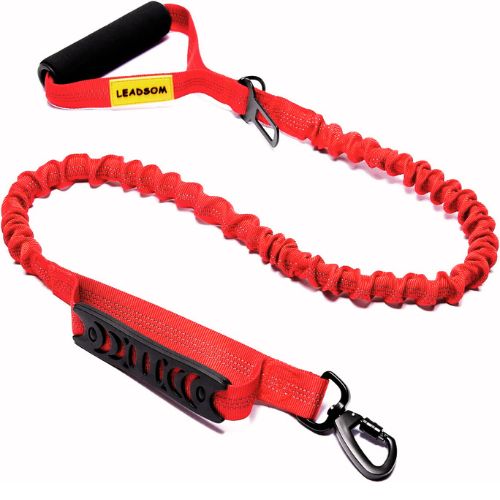 LEADSOM 6FT Reflective Elastic Bungee Dog Leash with Padded Handles