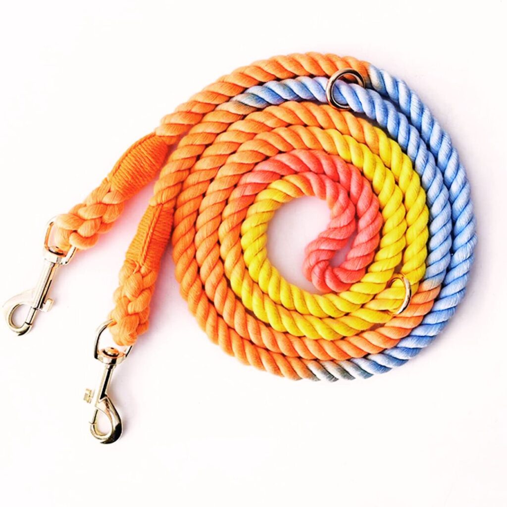 Tesitehi Multifunctional Rope Dog Leash 7.5 FT – Colorful Rainbow