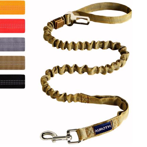 AUROTH Heavy Duty Bungee Dog Leash (Army Yellow)