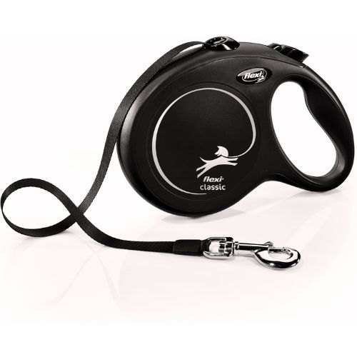 FLEXI New Classic Tape Retractable Dog Leash for Large Dogs Up to 110 lbs – 26 ft, Black