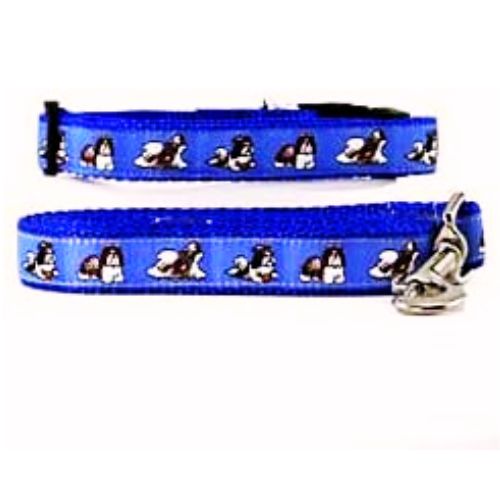 Shih Tzu Collar & Leash – Nylon with Snap Closure, Adjustable, Blue | Animal Den